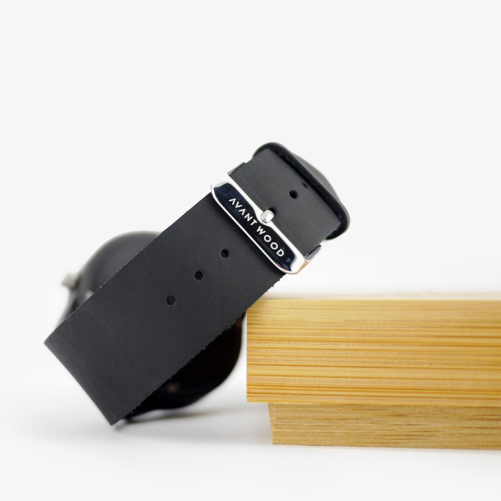 EBONY WOOD WATCH - LEATHER STRAP (45MM) by AVANTWOOD