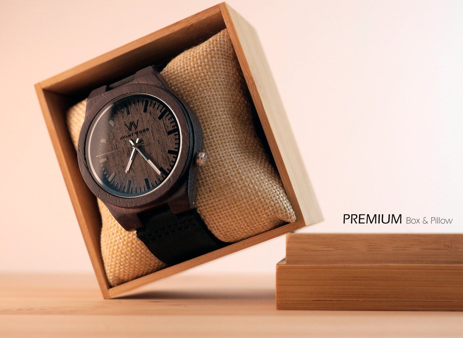 EBONY WOOD WATCH - LEATHER STRAP (45MM) by AVANTWOOD